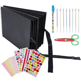 DIY Photo Album Scrapbook Set, with Loose-leaf Photo Albums, Photo Corners, Water Chalk Pen, Craft Lace Scissors