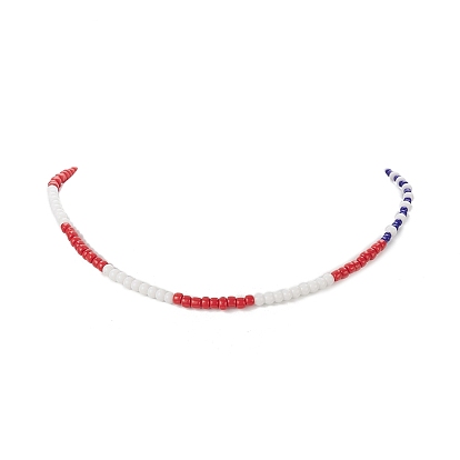 Collier de perles de verre du jour de l'indépendance avec fermoir en acier inoxydable pour femme