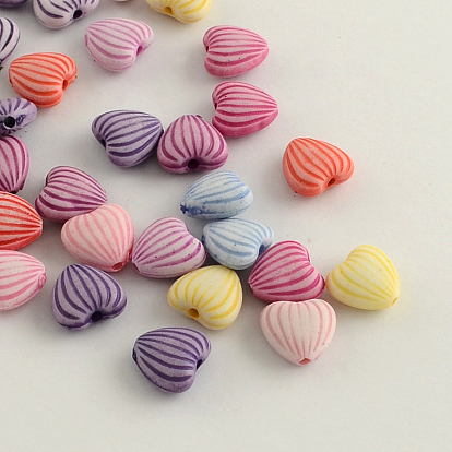 Craft Style Acrylic Beads, Heart, 10x11x5mm, Hole: 2mm, about 1300pcs/500g