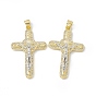 Rack Plating Eco-friendly Brass Pendants, Micro Pave Clear Cubic Zirconia, Long-Lasting Plated, Lead Free & Cadmium Free, Religion Crucifix Cross Charm