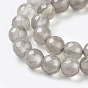 Natural Grey Agate Beads Strands, Faceted Round