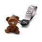 Imitation Leather Clasps Keychain, with Resin Pendants and Zinc Alloy Findings, Bear, Gunmetal