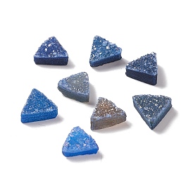 Cabochons agate Druzy naturel, teint, triangle, bleuet
