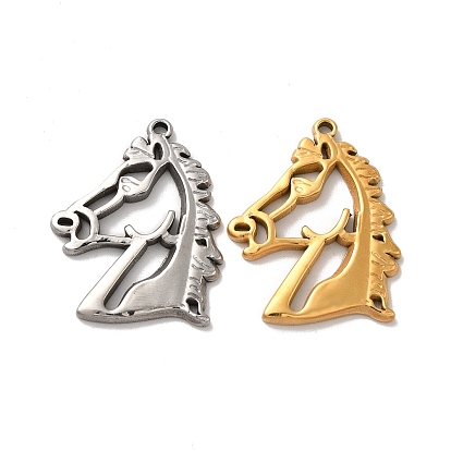 Placage ionique (ip) 304 pendentifs en acier inoxydable, charme de cheval