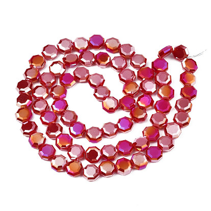 Galvanoplastie opaques couleur unie perles de verre brins, de couleur plaquée ab , demi-plaqué, facette, octogone