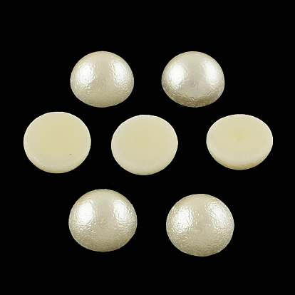 Mate media ronda abs imitación de plástico cabuchones de perlas, 14x7 mm, sobre 1000 unidades / bolsa