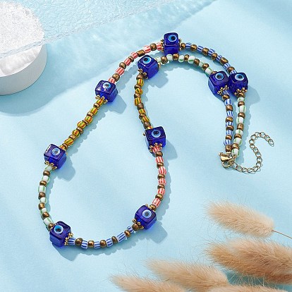 Evil Eye Lampwork & Glass Seed Beaded Necklace for Women