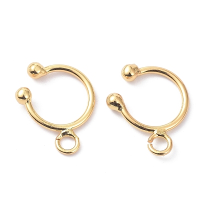 Brass Cuff Ear Cuff Findings, with Loop, Long-Lasting Plated, Ring, Cadmium Free & Lead Free