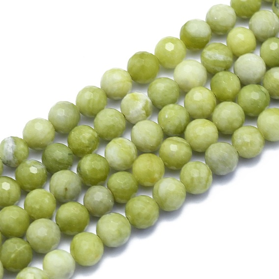 Taiwan naturelles perles de jade de brins, ronde, à facettes (128 facettes)