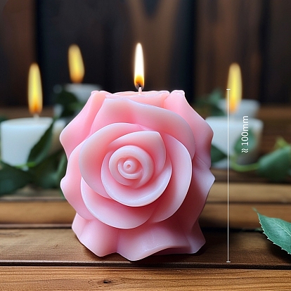 Valentine's Day 3D Rose Flower Pillar DIY Silicone Candle Molds, Aromatherapy Candle Moulds, Scented Candle Making Molds