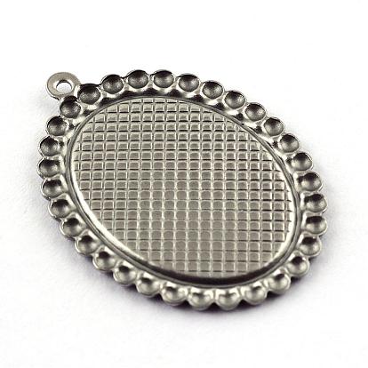 Pendant Cabochon Settings, 304 Stainless Steel, Oval