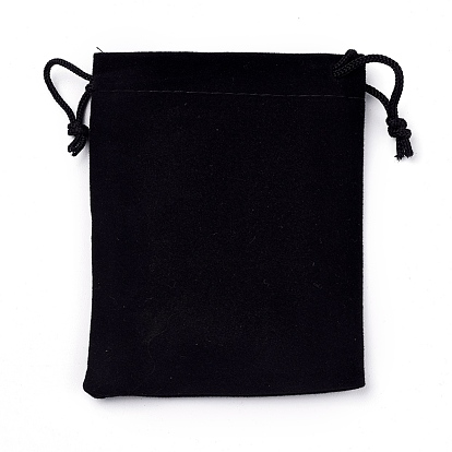 Pochettes en velours rectangle, sacs à cordonnet, avec corde de polyester