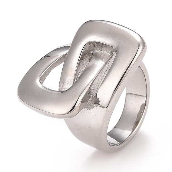 304 anillo grueso rectangular entrelazado de acero inoxidable para mujer