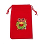 Bolsas de terciopelo rectangulares con tema navideño, con cuerda de nylon, bolsas con cordón, para envolver regalos