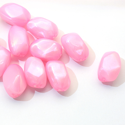 Pearlized Acrylic Beads, Nuggets, 20x15~15.5x14~14.5mm, Hole: 1.5mm, about 202pcs/500g
