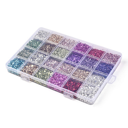 24 perles de copeaux de verre électrolytiques à grille, accessoires nail art de décoration, sans trou