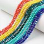 Electroplate opacas de color sólido de cuentas de vidrio de filamentos, medio arco iris chapado, facetados, Rondana plana