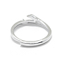 Componentes de anillo de dedo de plata esterlina ajustable 925, por medio perforó perlas, con circonita