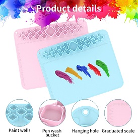 Washable Silicone Craft Mat, Watercolor Oil Paint Palette Mat, with Graduated scale for Resin Casting, Painting, Art, Clay, Rectangle
