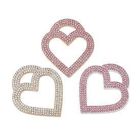 Alloy Rhinestone Big Pendants, Heart Charms