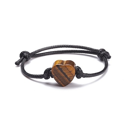 Плетеный браслет из натурального камня в форме сердца, регулируемый браслет дружбы для женщин