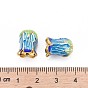 5-Petal Rack Plating Brass Enamel Bead Cap, Cadmium Free & Lead Free, 14x10mm, Hole: 2mm