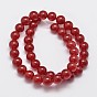 Brins naturels et teints perles malaisie jade, imitation agate rouge, ronde