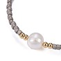 Nylon réglable bracelets cordon tressé de perles, avec perles de rocaille et perle japonaises
