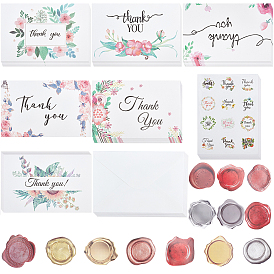 PandaHall Elite Adhesive Wax Seal Stickers, Paper Envelope and Flower Pattern Greeting Cards Sets for Diary Craft Scrapbook DIY Gift