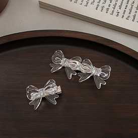 Retro Transparent Butterfly Hair Clip for Girls with Bangs, Cute Duckbill Clip Sweet Hair Accessories