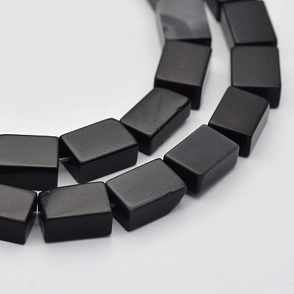 Brins de perles d'onyx noir naturel rectangle, teint, 9x6x4mm, Trou: 1mm, Environ 44 pcs/chapelet, 15.7 pouce