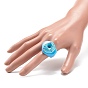 Bonito anillo de dedo de resina 3d, anillo ancho de acrílico para mujeres niñas, color mezclado