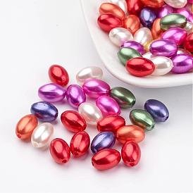 ABS Plastic Imitation Pearl Beads, Rice, 11x7.5mm, Hole: 1mm, about 1406pcs/pound