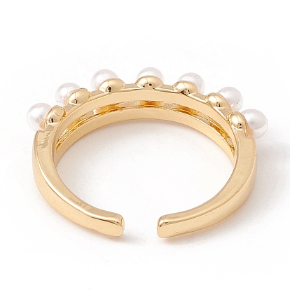 Открытое кольцо-манжета из прозрачного кубического циркония с акриловой жемчужиной, украшения из латуни для женщин, без свинца и без кадмия