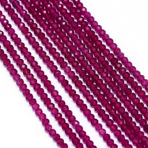 Natural Jade Bead Strands, Faceted, Dyed, Round