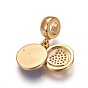 Brass Micro Pave Cubic Zirconia European Dangle Charms, Large Hole Pendants, with Freshwater Shell and Enamel, Flat Round with Heart, Golden