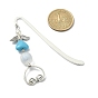 3 Colors Alloy Hook Bookmarks, with Acrylic Beads, Wing & Heart Pendant Book Marker