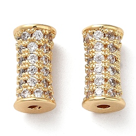 Brass Micro Pave Cubic Zirconia Beads, Column
