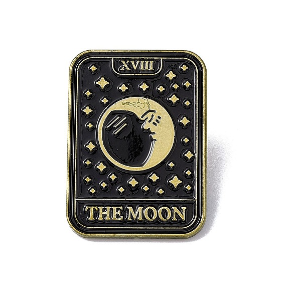 The Moon Tarot Card Enamel Pin, Red Copper Brass Brooch for Backpack Clothes