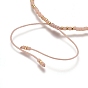 Bracelets de perle tressés de pierres précieuses naturelles réglables, avec cordon en nylon, perles et rocailles en laiton plaqué longue durée