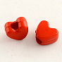 Granos europeos acrílicos opacos, abalorios de corazón con grande agujero, 9x11x7 mm, Agujero: 4 mm, sobre 1100 unidades / 500 g