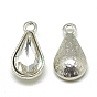 Alloy Glass Pendants, Faceted, Drop, Platinum