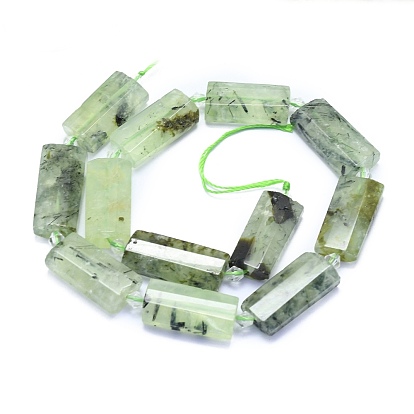 Natural Prehnite Beads Strands, Rectangle, Faceted