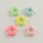 AB Color Plated Opaque Acrylic Bead Frames, Flower, 19x4mm, Hole: 2mm, Inner diameter: 6mm, about 640pcs/500g