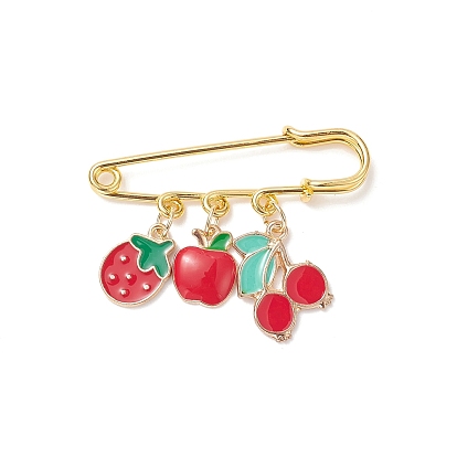 Fruit Alloy Enamel Charm Brooch Pin, Iron Safety Kilt Pin for Sweater Shawl