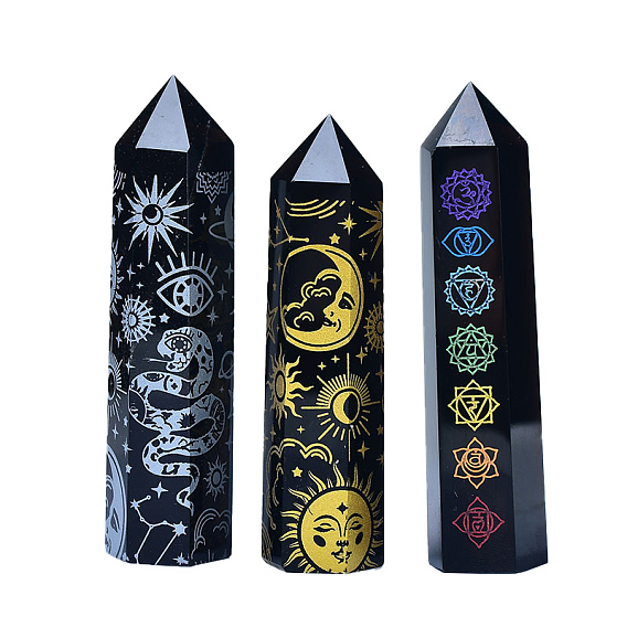 Decoración de exhibición de obsidiana natural, varitas de piedra curativa, para reiki chakra terapia de meditación decos, bala/prisma hexagonal