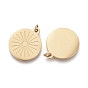 Ion Plating(IP) 316 Surgical Stainless Steel Pendants, with Jump Ring, Laser Cut, Flat Round with Sun