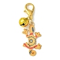 Gecko Alloy Enamel Pendants Decoraiton, with Bell Charm and Zinc Alloy Lobster Claw Clasps