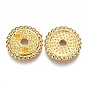 Perlas de esmalte de bronce, redondo plano con estrella y estrella amarilla, real 18 k chapado en oro