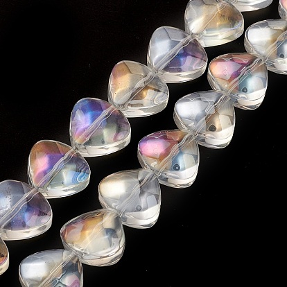 Brins de perles de verre de galvanoplastie transparentes, de couleur plaquée ab , cœur